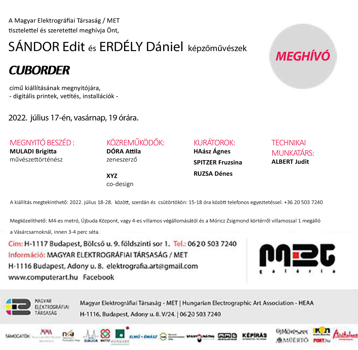 Meghívo MET Galeria Cuborder Sándor Edit Erdély Dániel 2