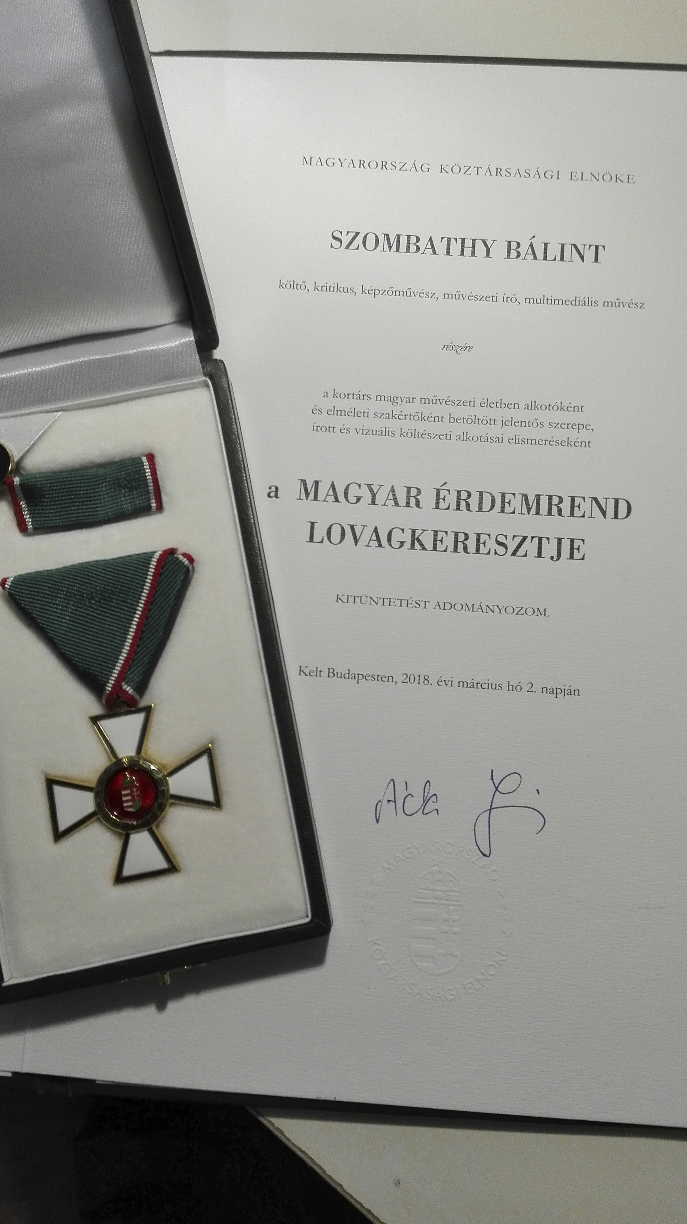 Szombathy Balint lovagrend